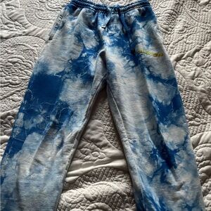 TALENTLESS Blue and White Tie-Dye Joggers